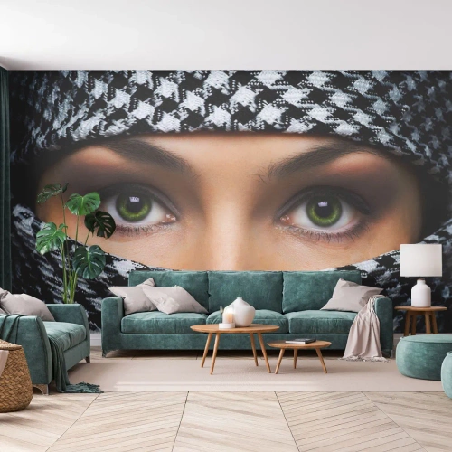 Custom Self-Adhesive Wallpaper Deluxe Sticker - Portrait of Head-scarfed Beauty - Woman, Eyes, Culture