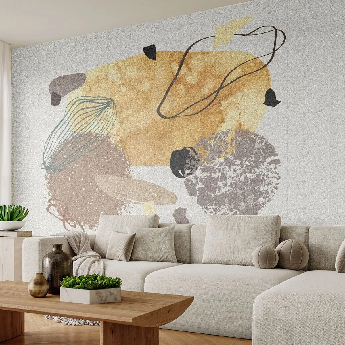Photo Wallpaper Premium Sand - Applied Splashing - Abstraction, Piece, Minimalism - 100x70 cm