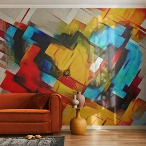 Custom Wallpaper Premium Sand - Colourful Quilt - Abstraction, Cubism, Piece