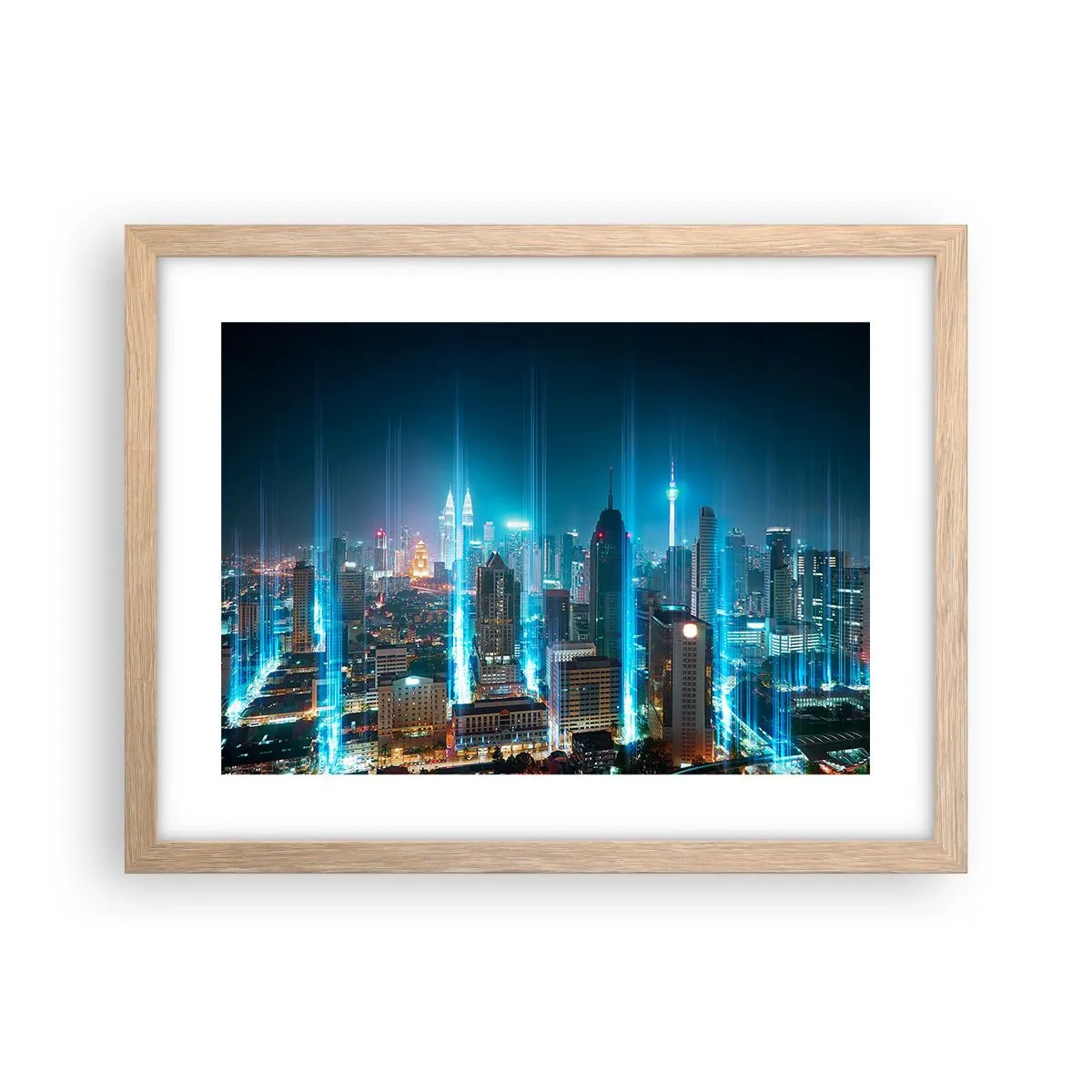 Poster in light oak frame - Berlin Lights - 40x30 cm