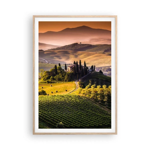Poster in light oak frame - Arcadia - Tuscan Landscape - 70x100 cm