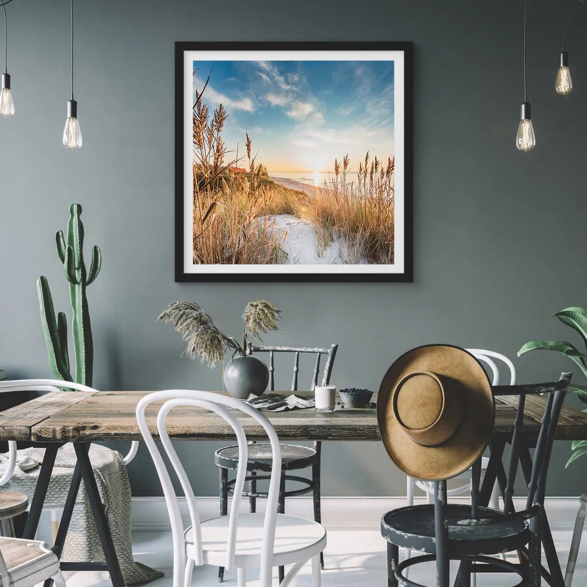 Poster in black frame - Northern Beach - 40x40 cm