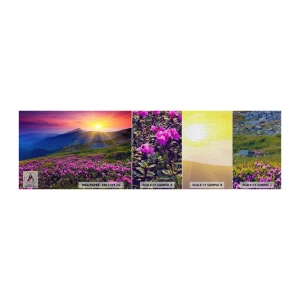 Photo Wallpaper Sample Premium Canvas - Surrounded by Mountain Pine and Herbs - Landscape, Mountains, Sunset - 100x30 cm