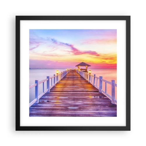 Poster in black frame - Lilac and Gold Silence of an Evening - 40x40 cm