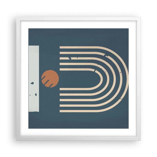 Poster in white frmae - Geometry on Navy Blue - 50x50 cm