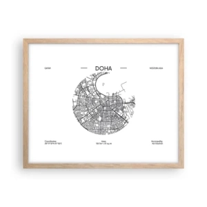Poster in light oak frame - Anatomy of Doha - 50x40 cm