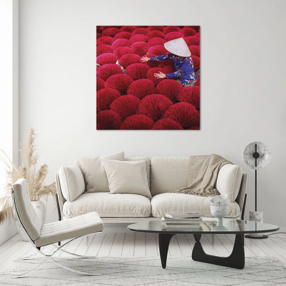 Glass picture - In the Rice Field  - 40x40 cm