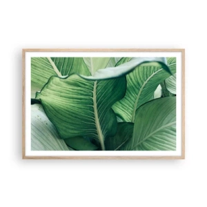 Poster in light oak frame - Life in Intense Green Colour - 91x61 cm