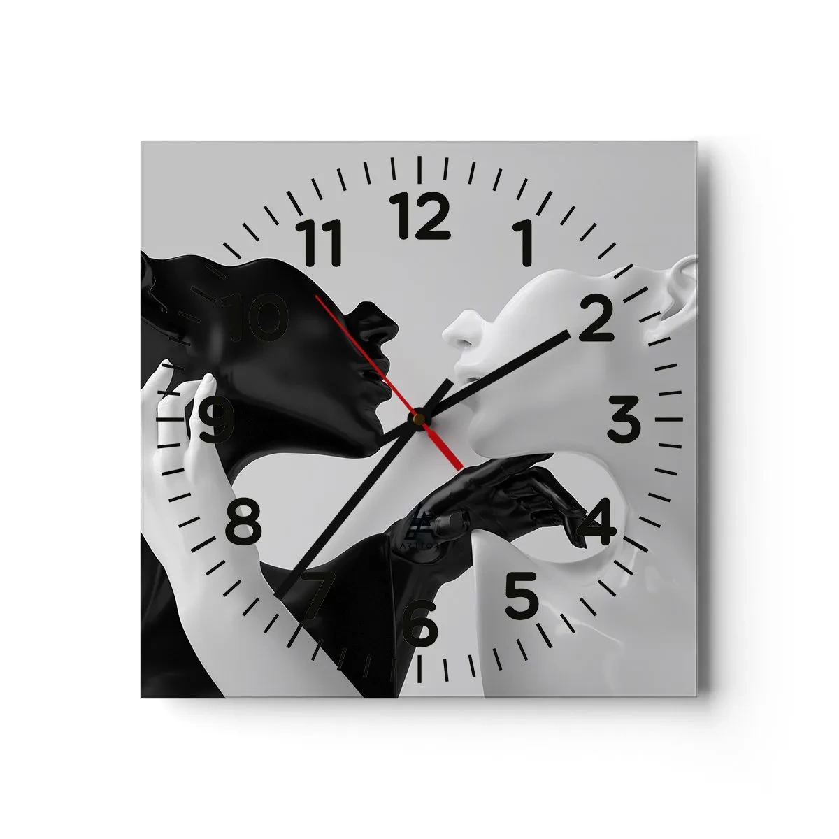 Wall clock - Clock on glass - Attraction - Desire - 40x40 cm