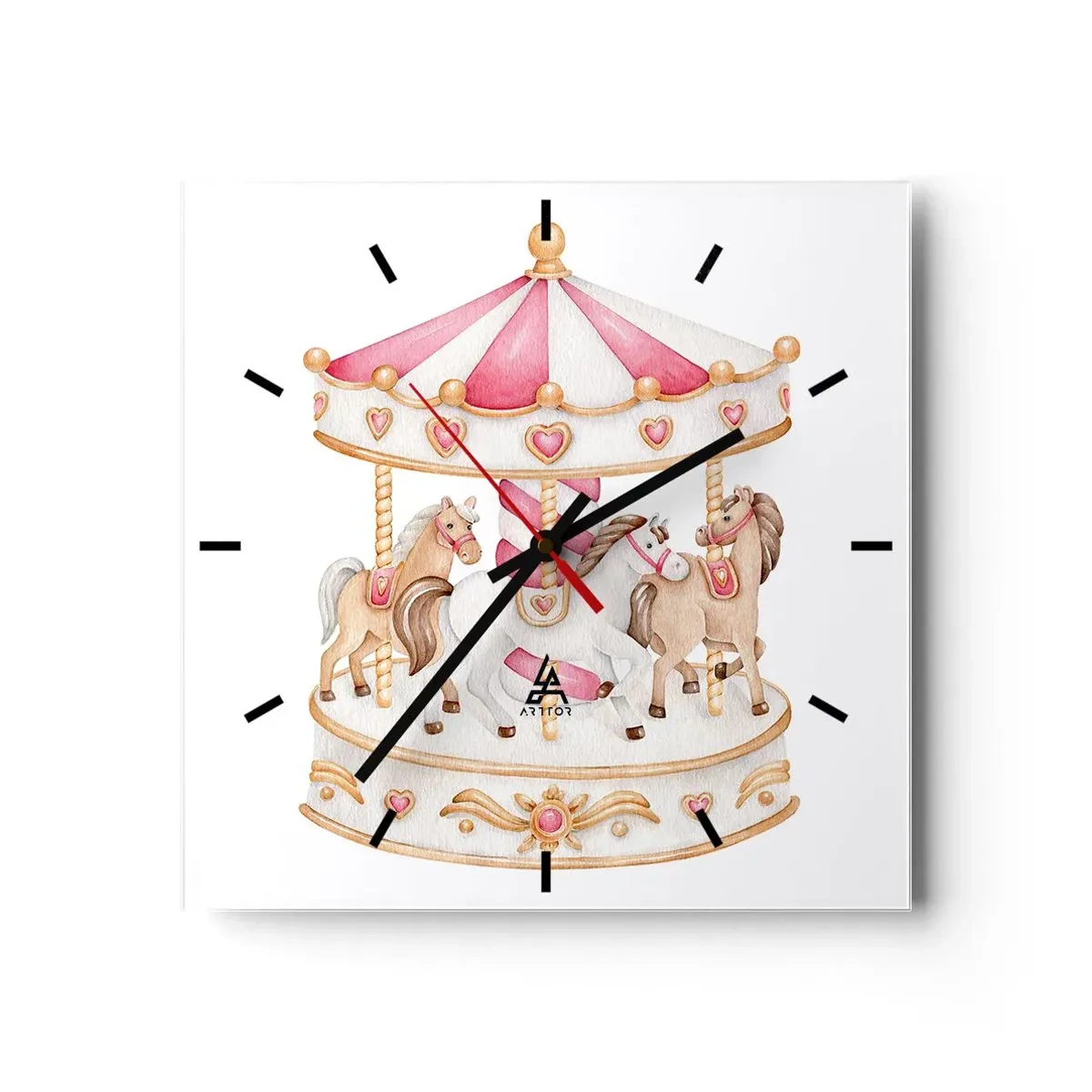 Wall clock - Clock on glass - Sweet World of Childhood - 40x40 cm