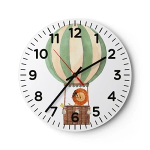 Wall clock - Clock on glass - Leon's Adventures - 40x40 cm