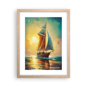 Poster in light oak frame - Under Full Sails - 30x40 cm