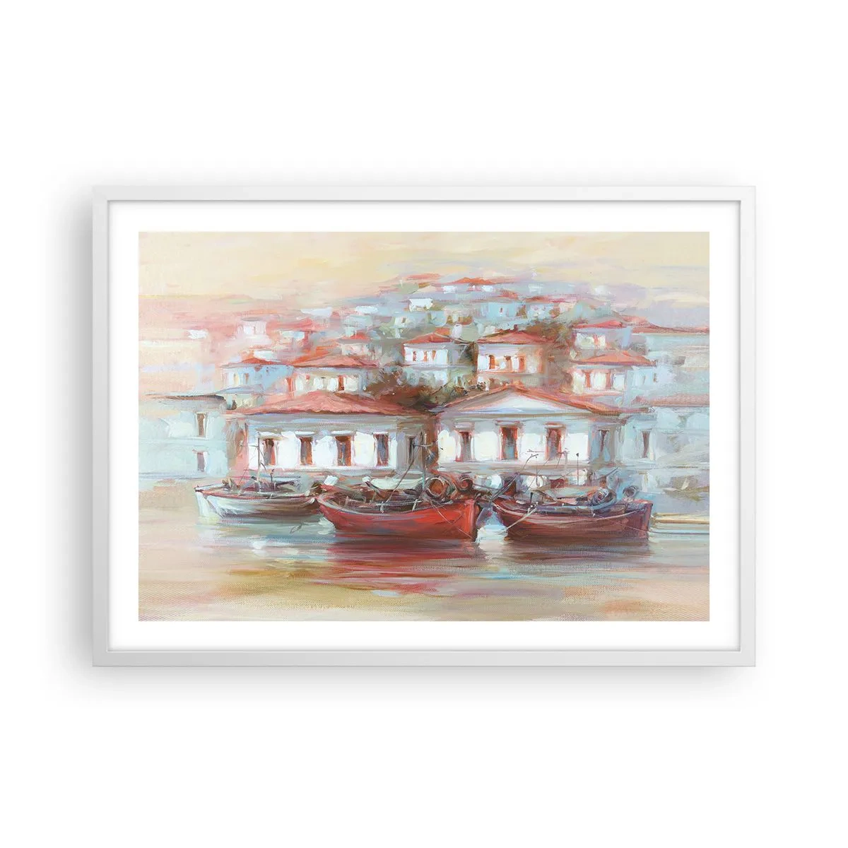 Poster in white frmae - Happy Town - 70x50 cm