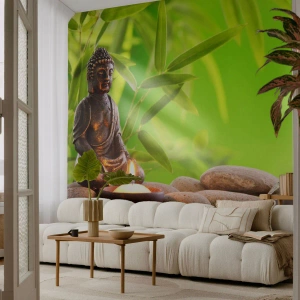 Photo Wallpaper Premium Canvas - Life Is Beautiful - Buddha, Bamboo, Spa - 350x256 cm