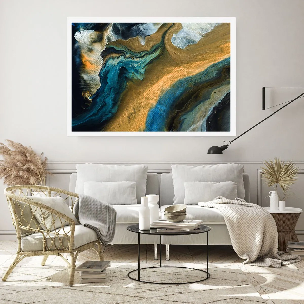 Poster - Blue -Yellow - Mutal Influences - 100x70 cm