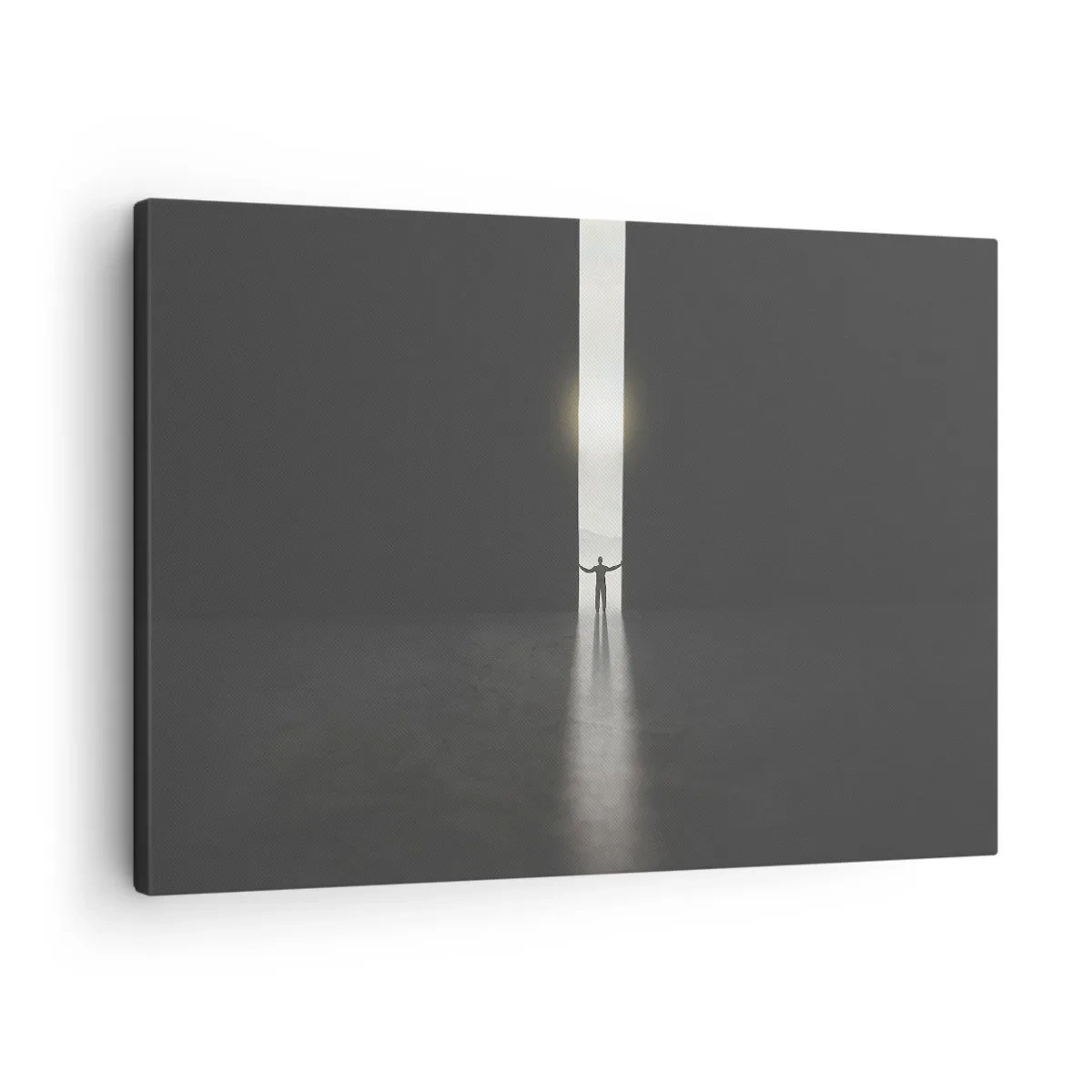 Canvas picture - A man standing in the light of a narrow slit in a dark space - 70x50cm - Step to Bright Future - Modern wall decoration for the living room and bedroom ARTTOR