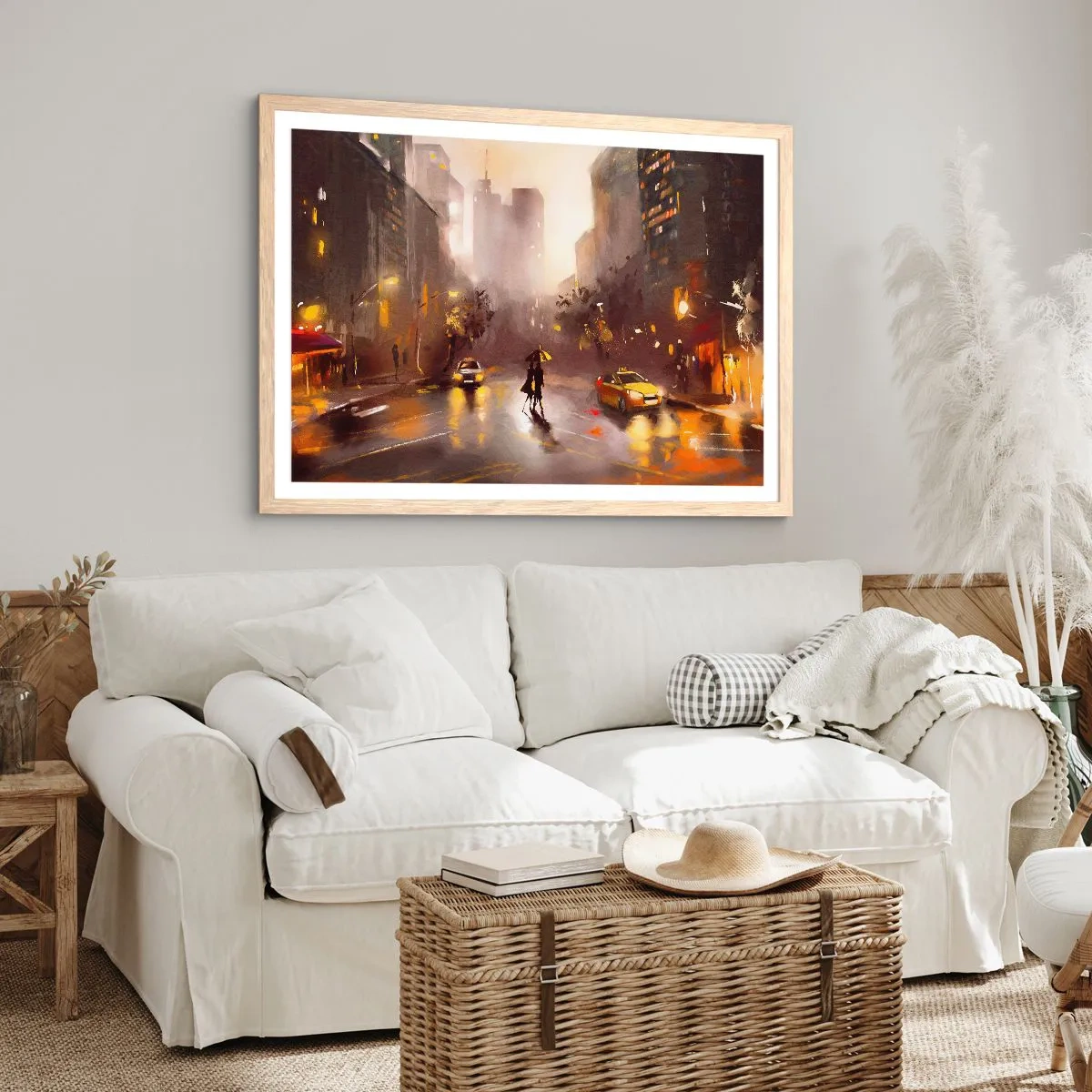 Poster in light oak frame - In New York Lights - 50x40 cm