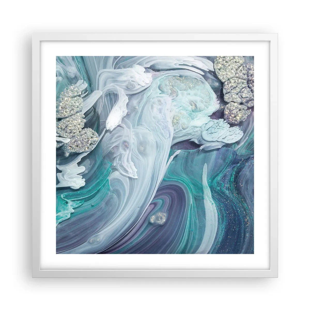Poster in white frmae - Currents of Blue - 50x50 cm