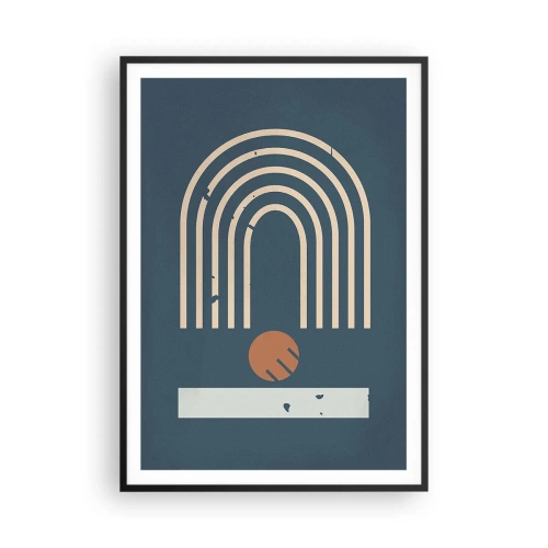 Poster in black frame - Geometry on Navy Blue - 70x100 cm