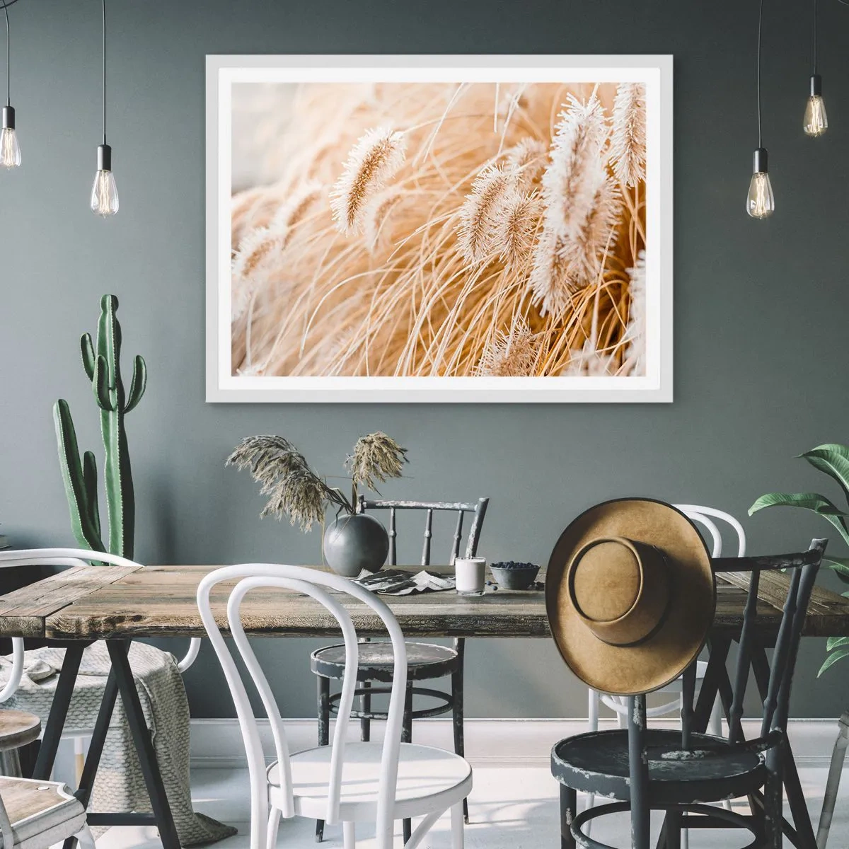 Poster in white frmae - Golden Rustling of Grass - 70x50 cm