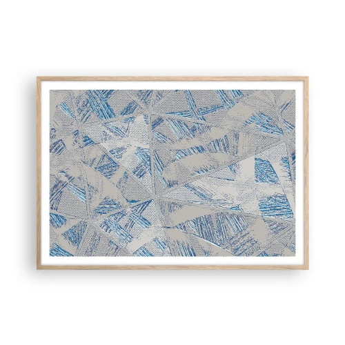 Poster in light oak frame - In Blue and Grey Maze - 100x70 cm