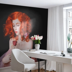 Photo Wallpaper Premium Canvas - In Baroque Style - Woman, Model, Rose - 200x140 cm