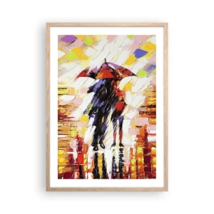 Poster in light oak frame - Together through Night and Rain - 50x70 cm