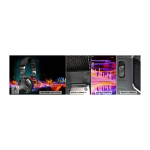 Photo Wallpaper Sample Standard Eco - In the Fire of Music - Abstraction, Music, Headphones - 100x30 cm