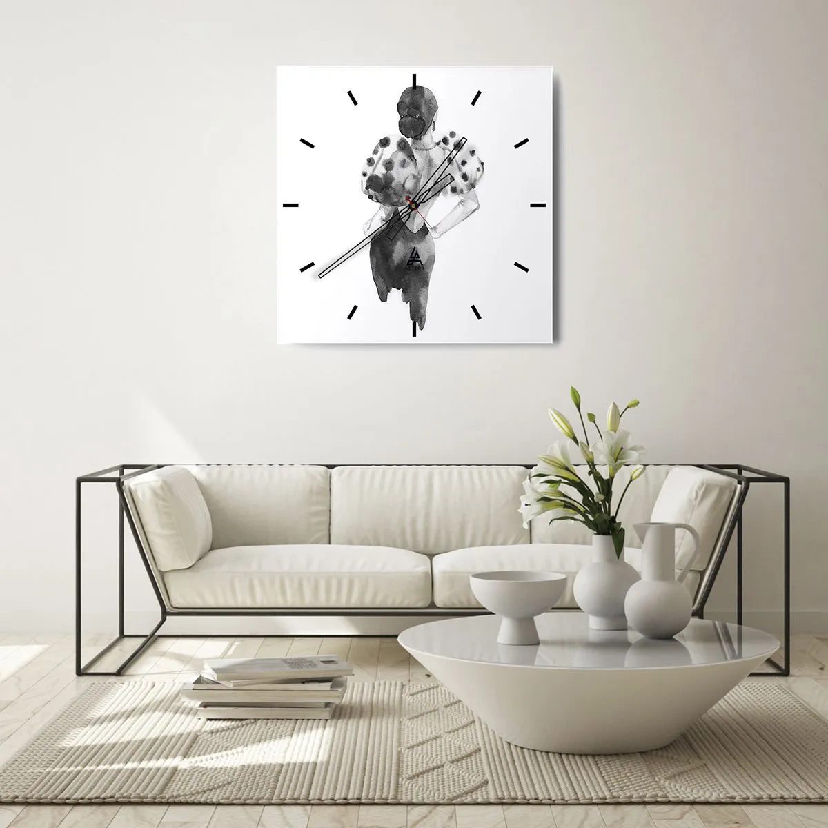 Wall clock - Clock on glass - She Passed by - 30x30 cm