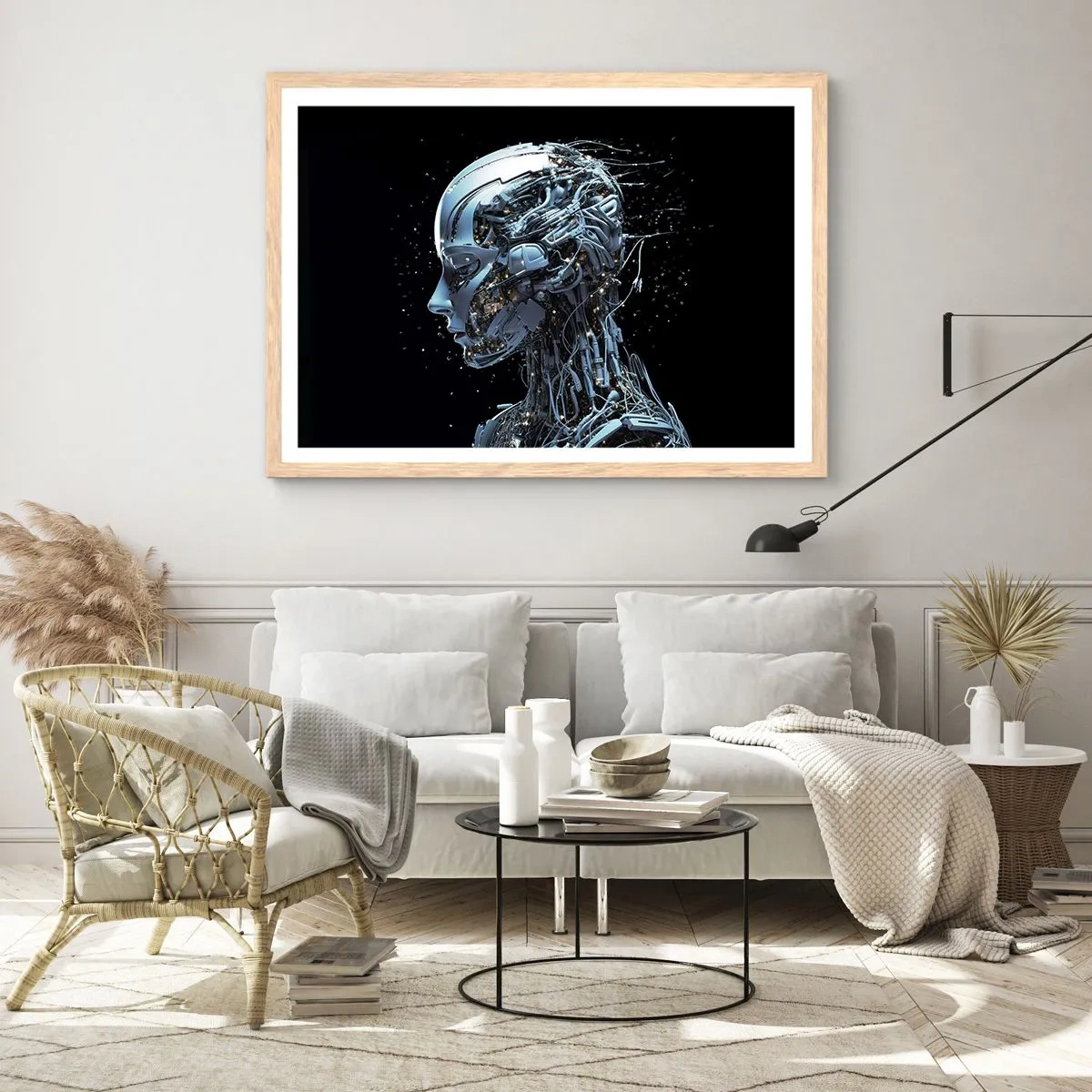 Poster in light oak frame - Technology Is a Woman - 100x70 cm