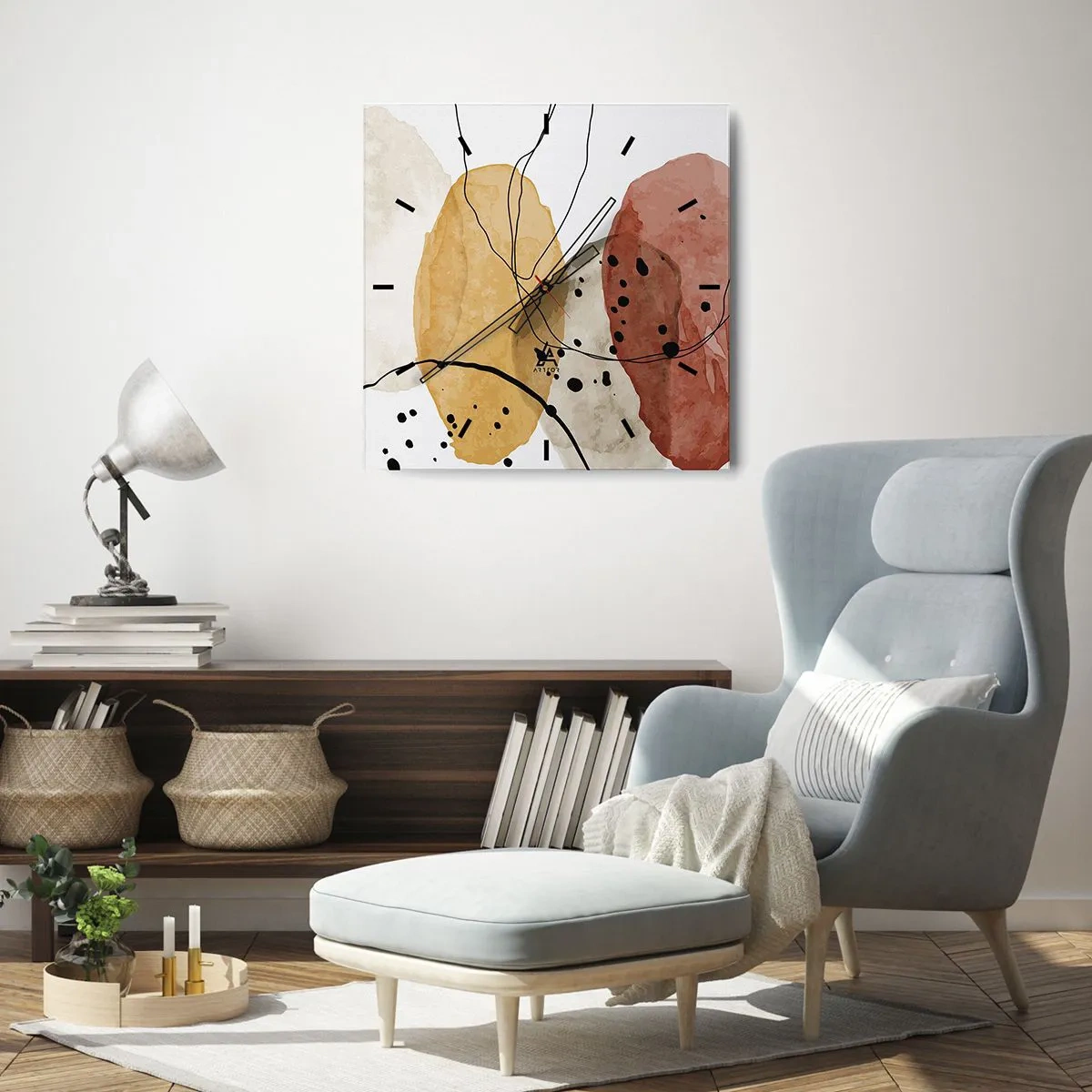 Wall clock - Clock on glass - Like a Light Air - 30x30 cm