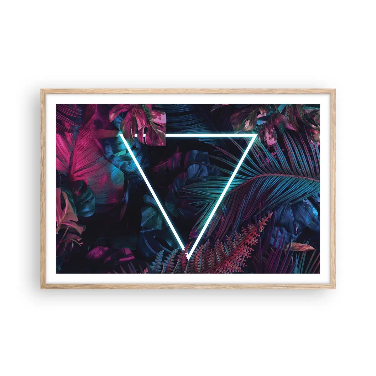 Poster in light oak frame - Disco Style Garden - 91x61 cm