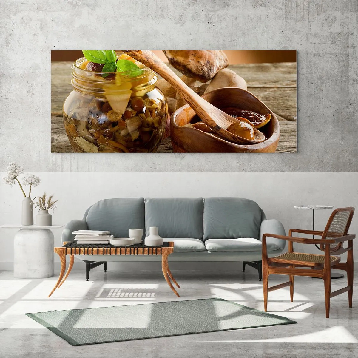Glass picture - Boletus Fresh or Salted: Flavour of Autumn - 140x50 cm