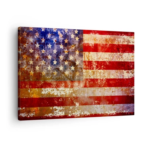 Canvas picture - Stylized US flag with an aged effect - 70x50cm - Glory Does Not Pass - Modern wall decoration for the living room and bedroom ARTTOR