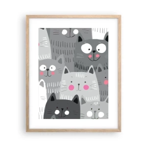 Poster in light oak frame - Cat's World - 40x50 cm
