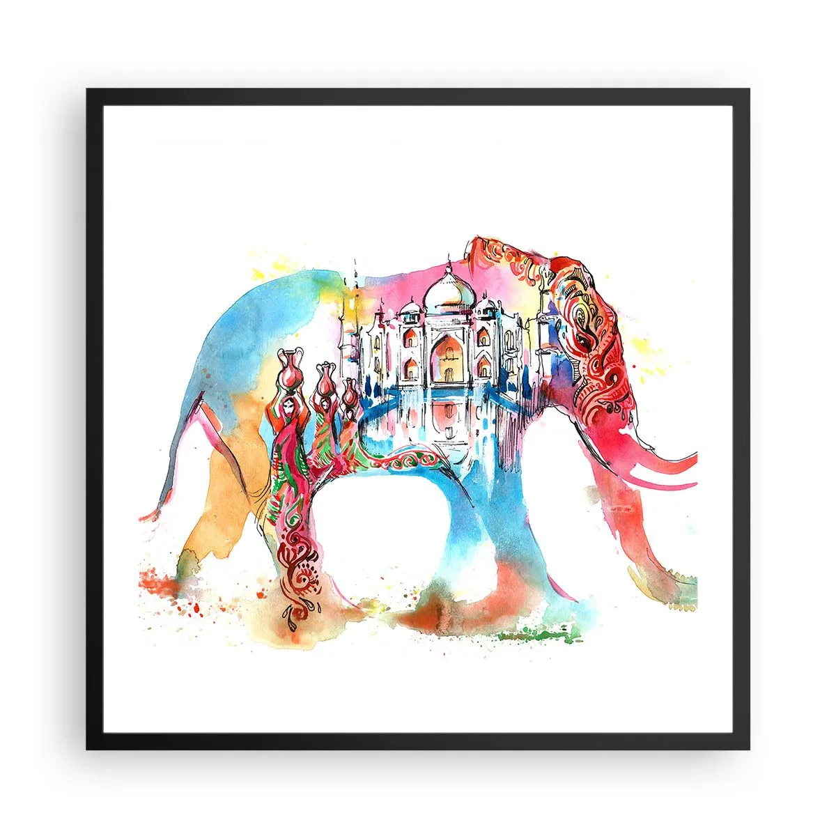 Poster in black frame - India - Atmosphere of Love - 60x60 cm