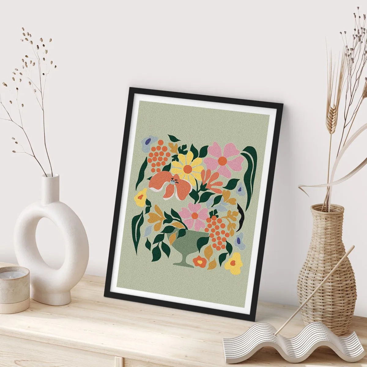 Poster in black frame - Bouquet Brimming with Life - 70x100 cm