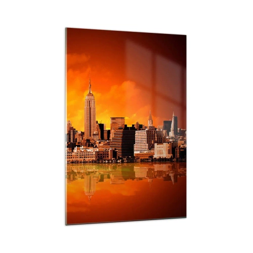 Glass picture - Big City Panorama in Brown and Yellow - 70x100 cm