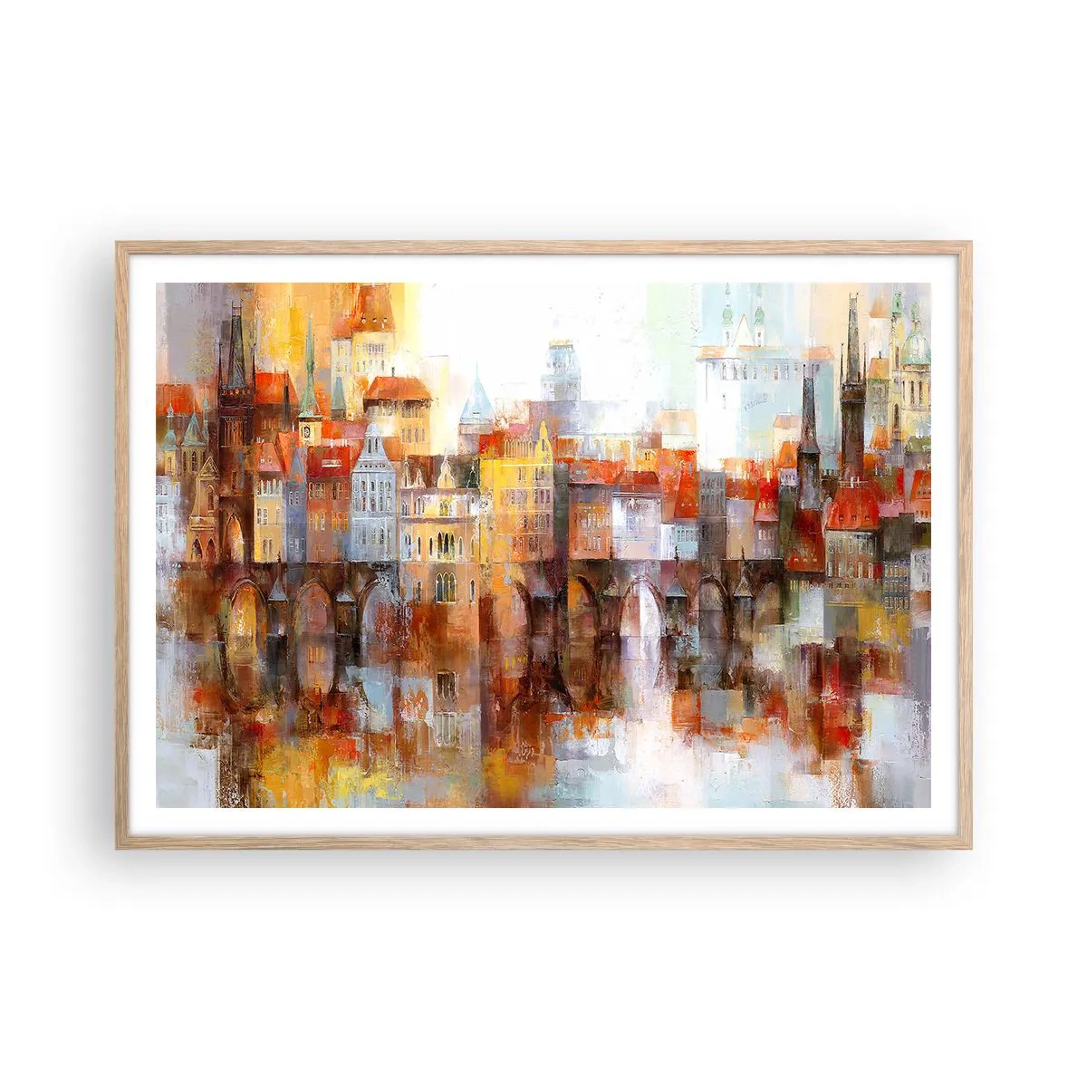 Poster in light oak frame - Under The Bridge It Is Also Pretty - 100x70 cm