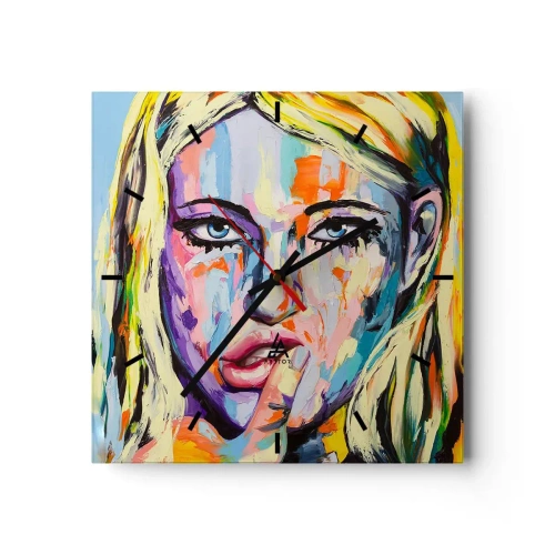 Wall clock - Clock on glass - Look Her Straight in the Eyes - 40x40 cm