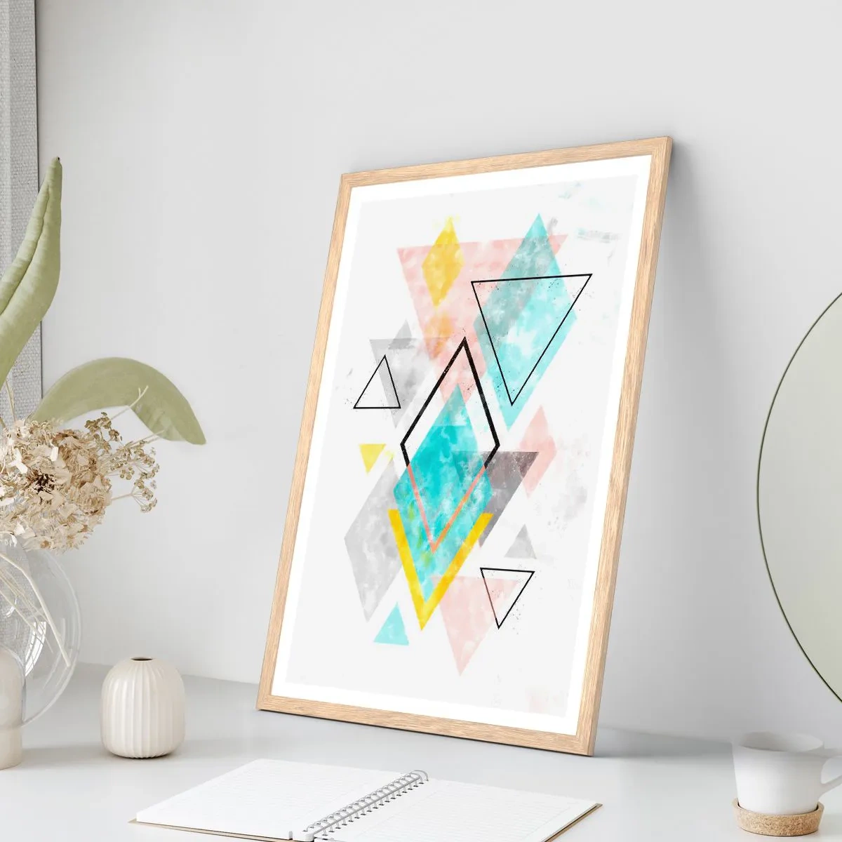 Poster in light oak frame - Geometric Play - 61x91 cm