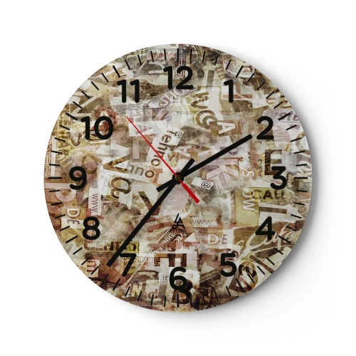 Wall clock - Clock on glass - Jumbled up Words - 30x30 cm