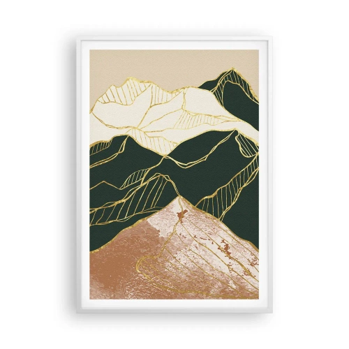 Poster in white frmae - Golden Peaks - 70x100 cm