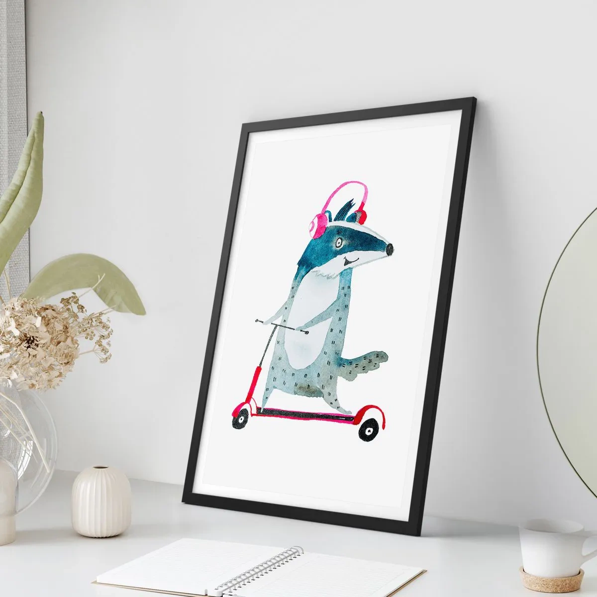 Poster in black frame - Joys of a Badger - 40x50 cm