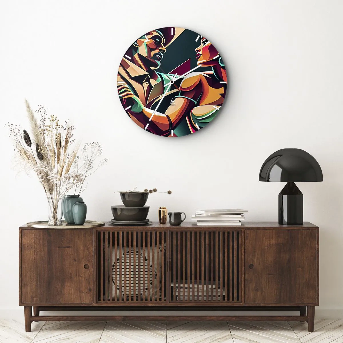 Wall clock - Clock on glass - In a Heartbeat - 40x40 cm