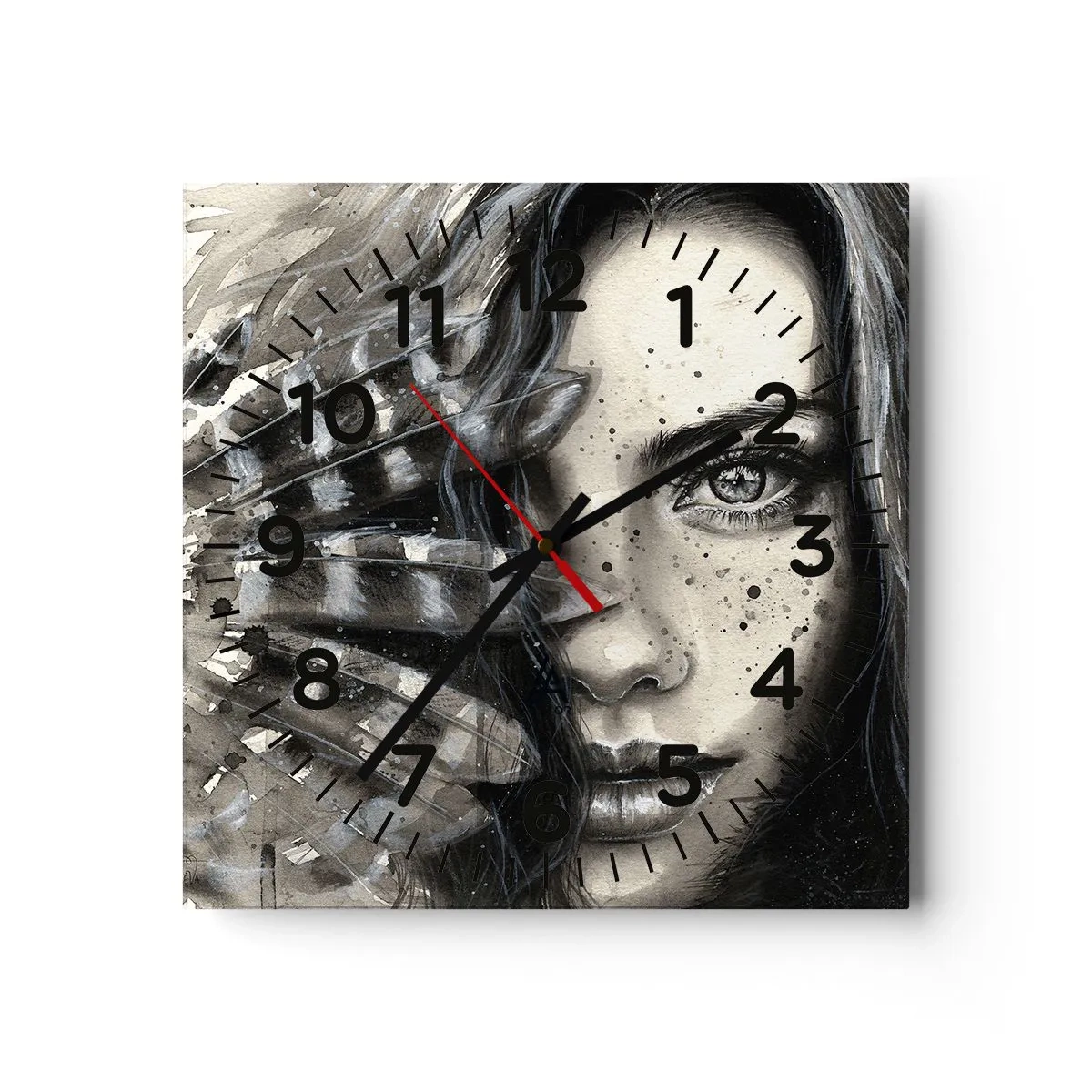 Wall clock - Clock on glass - Wild Beauty - 40x40 cm