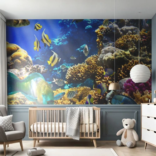 Custom Self-Adhesive Wallpaper Deluxe Sticker - Big Traffic to Holiday Destination - Coral reef, Ocean, Fish