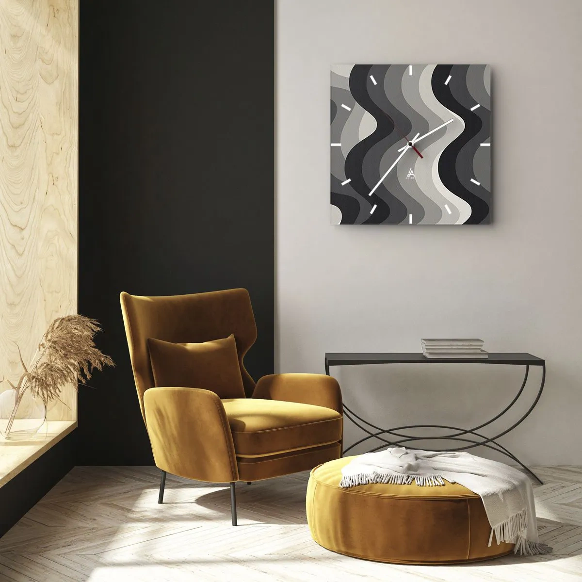 Wall clock - Clock on glass - Wave after Wave - 40x40 cm