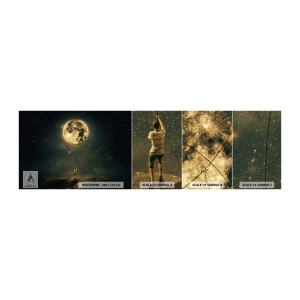 Photo Wallpaper Sample Self-Adhesive Deluxe Sticker - One that Stole the Moon - Moon, Stars, Imagination - 100x30 cm