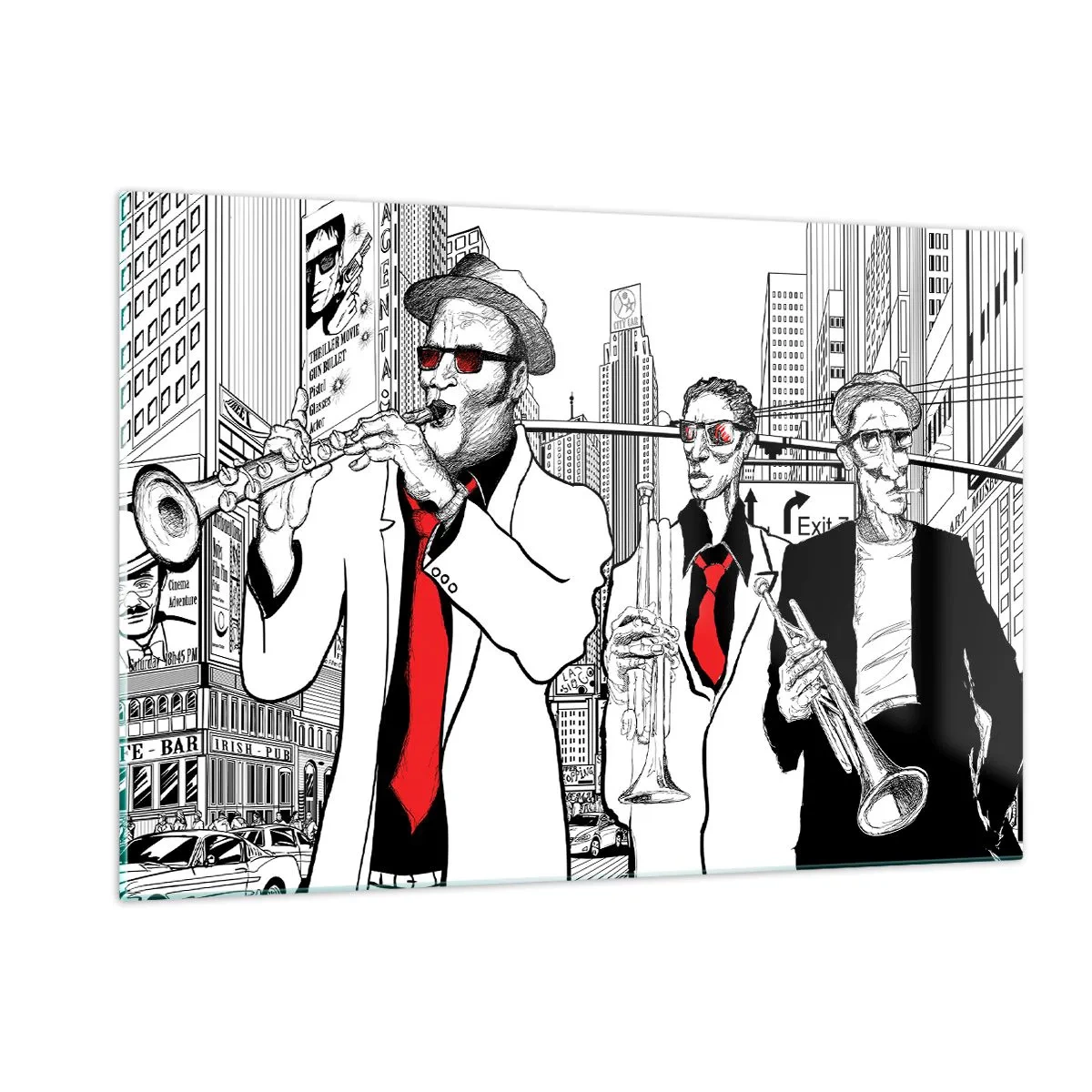 Glass picture - City Rhapsody in Black and Red - 120x80 cm